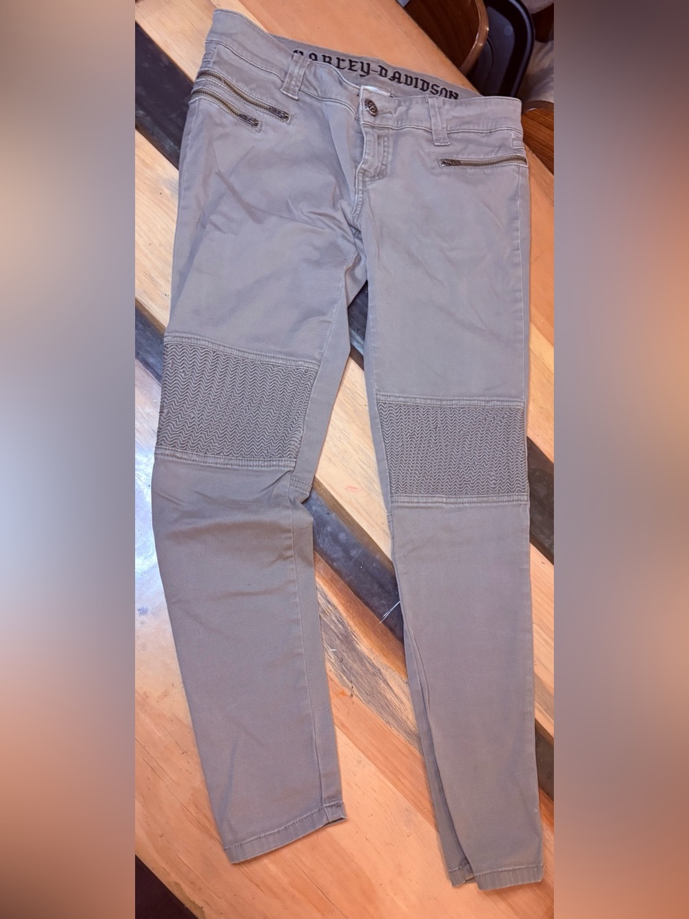 Harley-Davidson woman’s Taupe Chinos with Textured Knee Panels